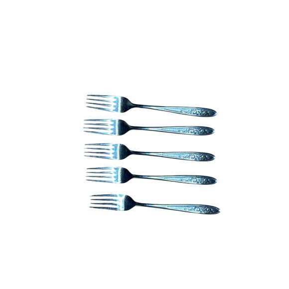 ekco eterna Other - EKCO Eterna Country Garden Dinner Forks Set of 5 Stainless Steel Rose Japan